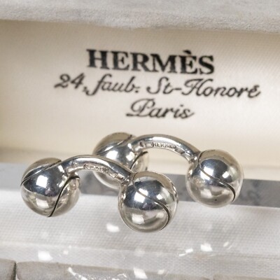 HERMES silver925 ボールカフス　vintage s-l400.jpg
