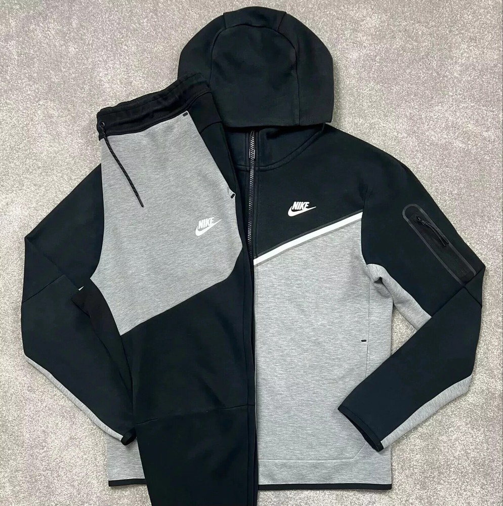 Nike Tech Fleece Tracksuit in Grey Black with Custom Sizes