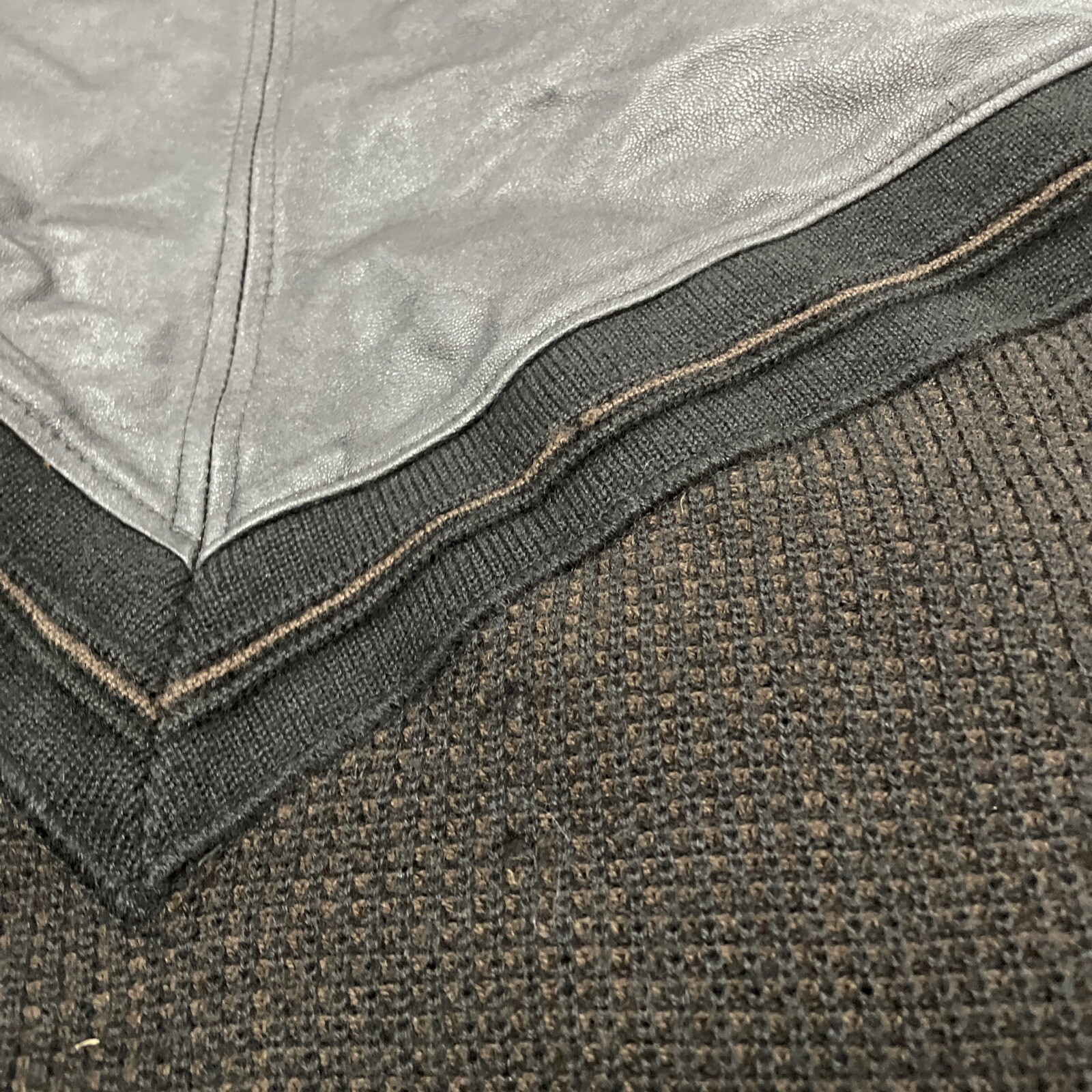 BARCELINO Leather Patchwork Cardigan Jacket Men 5… - image 18