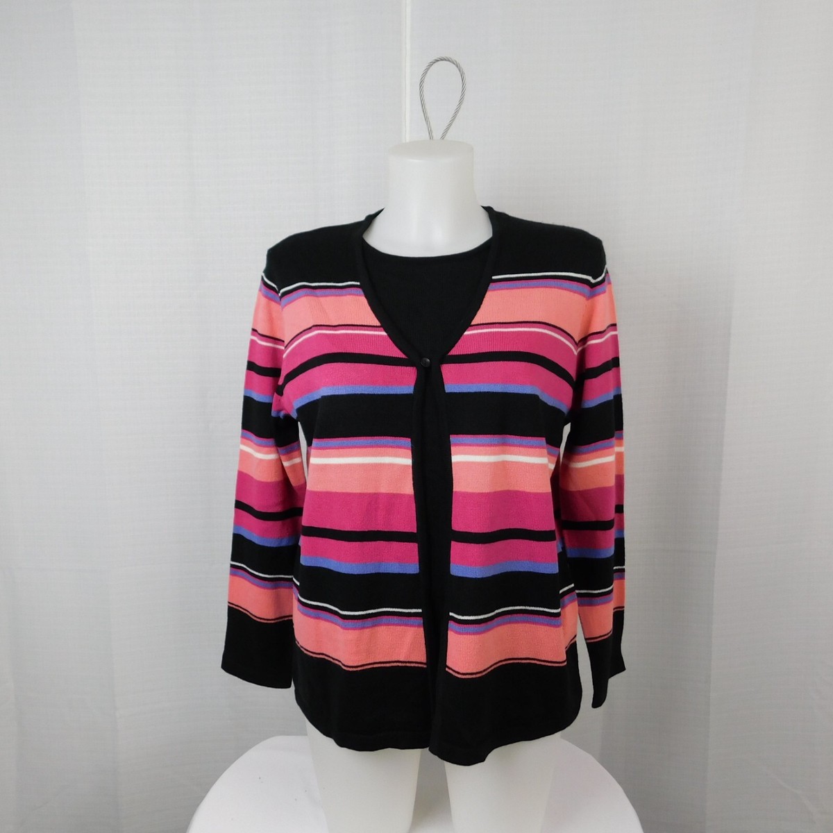 lady＊＊＊＊ 様 Requirements Striped Acrylic Twinswet Sweater - Peony Stripe Black