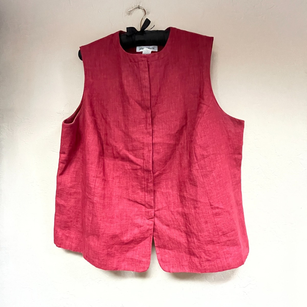 Jones New York Womens Button Front Sleeveless Linen Vest Sz