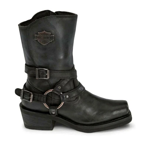 #Mens Retro Buckle Strap Cowboy Ankle Boots Punk Square Toe Military Shoes Biker - Bild 2 von 12
