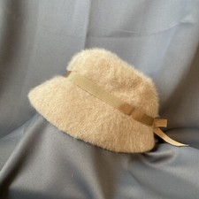 Vintage Pre 60  s Angora Cloche Bucket Hat Kangol Made in England Bow Furgora