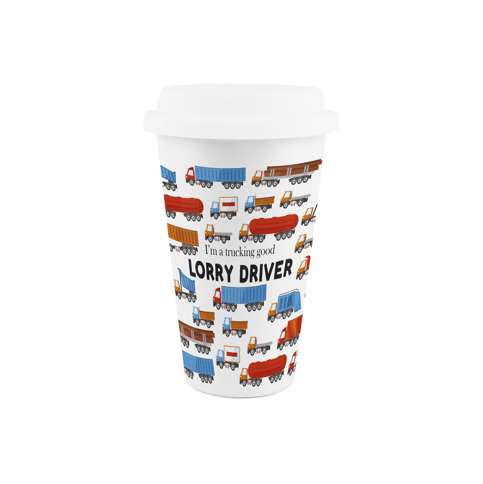 Lorry Driver Ceramic Travel Mug - Novelty Trades Reusable Drinks Cup Gift