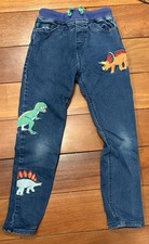 Mini Boden Boys Jeans Size 9Y Blue Denim Dinosaur Appliqu  Elastic Waist Pull On