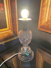 Cut Glass Crystal Heavy Hurricane Table Lamp VTG Retro MCM