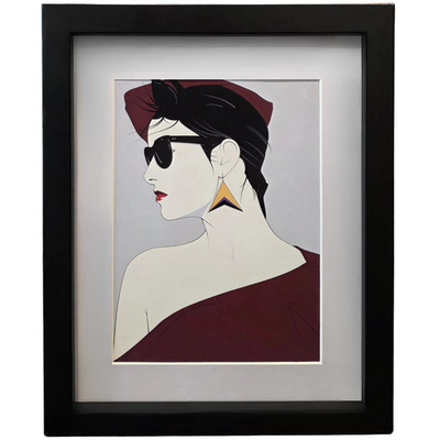 PATRICK NAGEL Carol Vintage 1985 Retro Art Deco Framed Matted Art Print