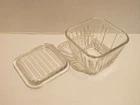 Vintage Anchor Hocking 1932 Design Ribbed 4.5” Square Refrigerator Dish W/Lid