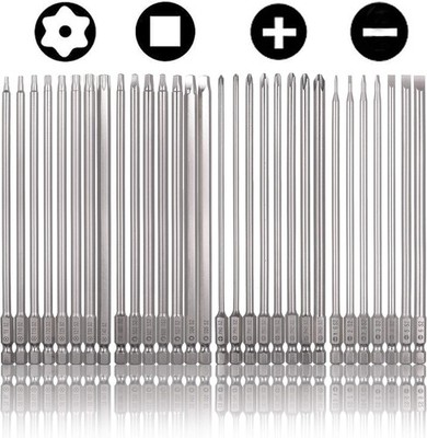 Rocaris 30 Pack 1/4 Inch Hex Shank Long Magnetic Screwdriver Bits Set 6 Inch... 