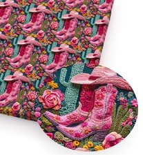 Pink Cowgirl Princess FAUX LEATHER ROLL 12" x 55" 1248307 SMOOTH TEXTURE