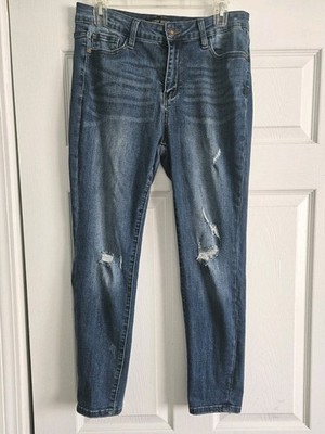Judy Blue Womens JB8271 DK Distressed Skinny Jeans Blue High Rise Size 31