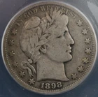 1898-S Barber Half Dollar 50c ANACS VG-10 Cert #7870367 - Better S-Mint Date
