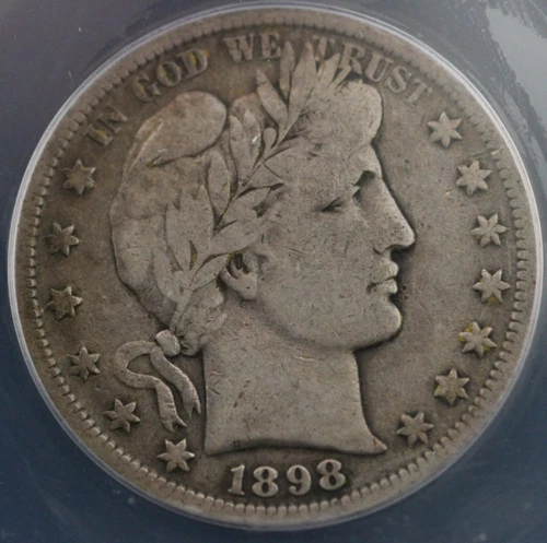 1898-S Barber Half Dollar 50c ANACS VG-10 Cert #7870367 - Better S-Mint Date