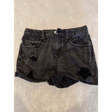 Old Navy Girls High Rise Distressed Denim Shorts Washed Black Size 12
