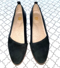 NEW Arch Support Betabrand Flats Women Sz 10.5 Black Leather Suede SlipOn Shoes