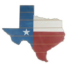 Rustic Distressed Wood Texas Flag Map Outline Wall Decor Hand Painted 18.5 inch