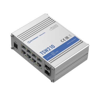 8 Port Industrie Gigabit Switch 2 SFP 7-57 VDC -40°C bis +75°C Teltonika TSW210