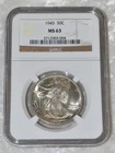 1945 P LIBERTY WALKING 90% SILVER HALF DOLLAR NGC MS 63 MS63 PHILADELPHIA MINT