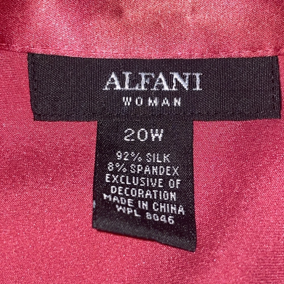 Blusa Alfani Mujer 20W Rosa Mezcla Seda Abotonada Dinero Antiguo Sofisticado Top Foto 3 de 4