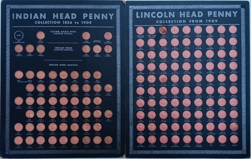 1939 Whitman Flying Eagle Indian Head Lincoln Penny 1c Collection Coin Board Lot