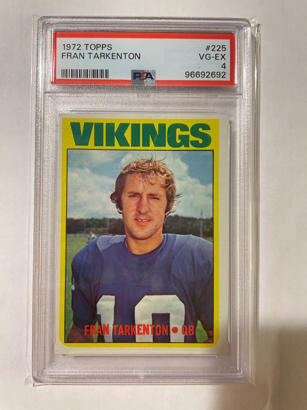 1972 Topps Football #225 Fran Tarkenton Vikings Graded PSA 4 VG-EX