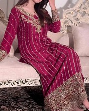 Women Eid Dress Pakistani Salwar Kameez Ready made Suits Wedding Party 3 Piece L