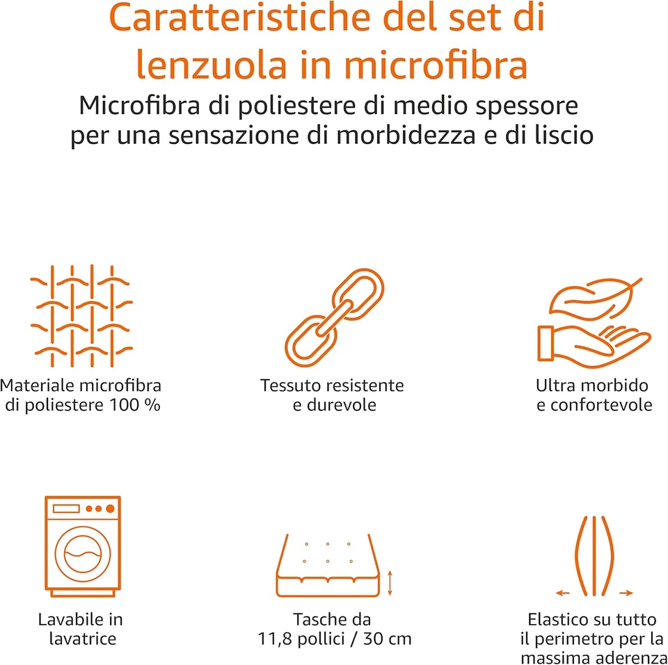 Lenzuolo Con Angoli Matrimoniale, 150 X 200 X 30 Cm, in 100% Microfibra Con Alte - Immagine 3 di 4