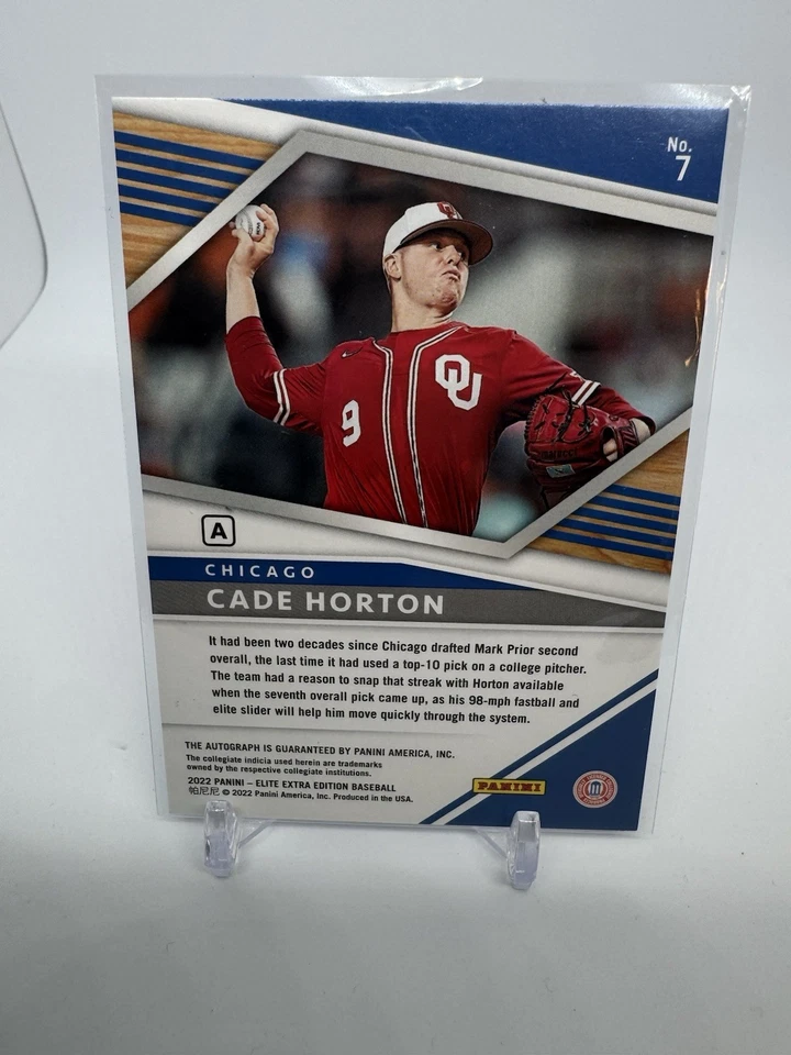 2022 Panini Elite Extra Edition Prime Numbers A #d/211 Cade Horton #7 Auto Cubs - Image 3 of 3