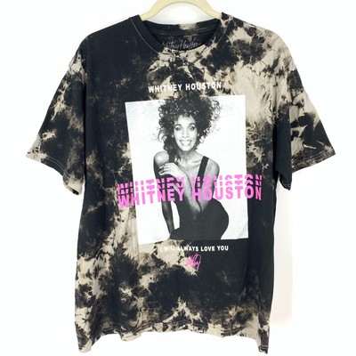Whitney Houston I Will Always Love You T-Shirt Black Bleached Tie Dye Large NWOT