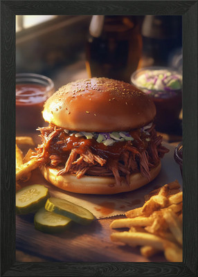 Pulled Pork Burger Gerahmtes Wandbild Poster Leinwanddruck Bild