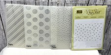 Stampin Up STRIPES DOTS Sparkle Embossing Folders Lot of 4