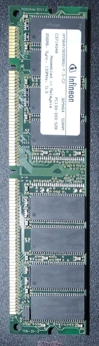 Barrette RAM INFINEON 1 Go PC133 – ECC Registered SDRAM, 168-pin DIMM, Occasion Opérationnelle