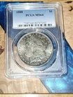1888 Morgan Silver Dollar Coin PCGS MS 64 ** Blue Green Toning **