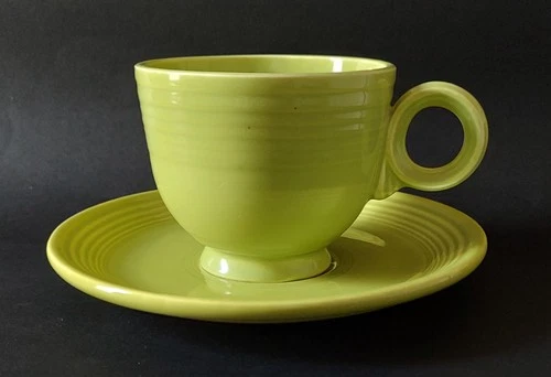 FIESTAWARE VINTAGE COLOR AND DESIGN COFFEE CUP/SAUCER (CHARTREUSE***Ret.)