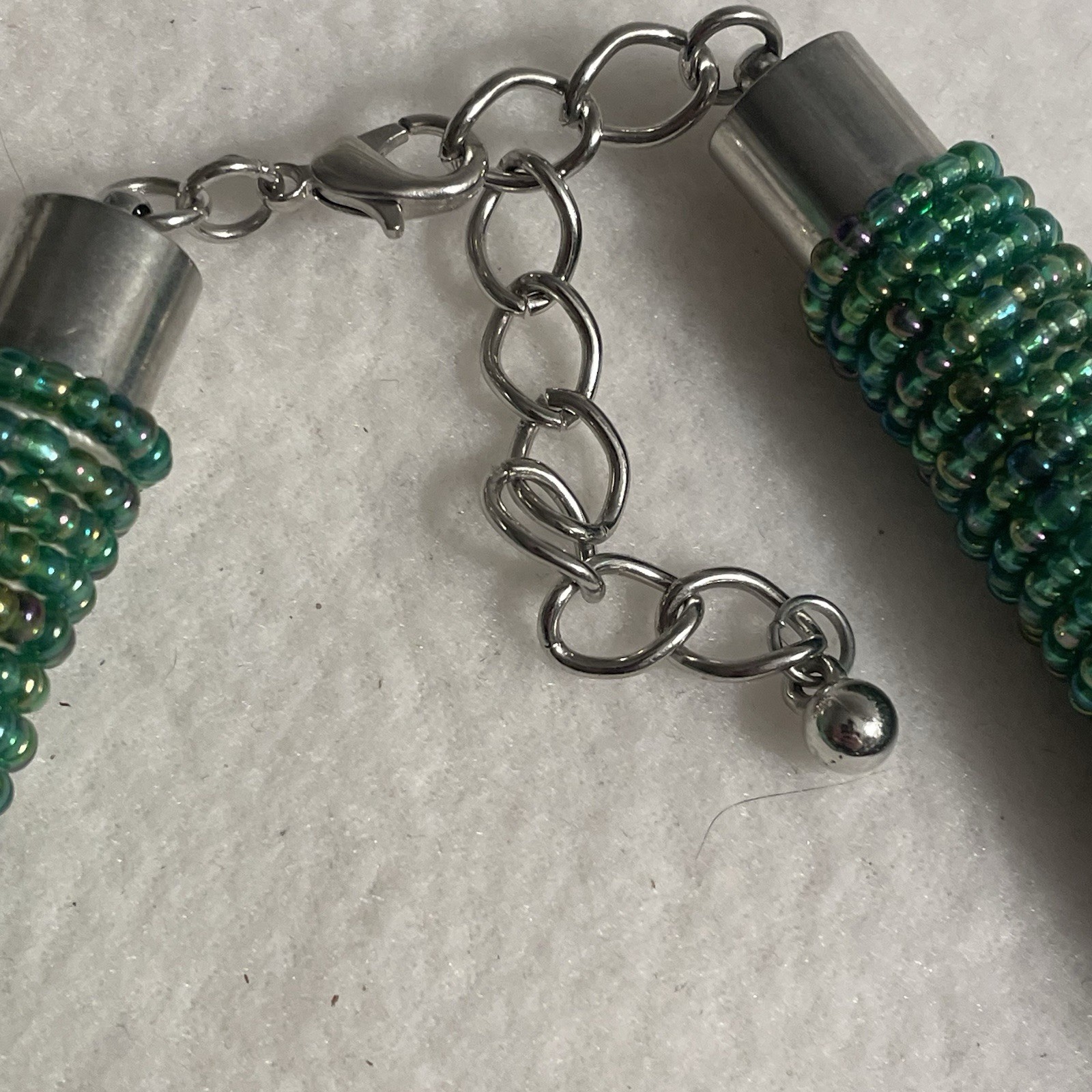 Abalone shell statement large necklace, beaded ab… - image 10