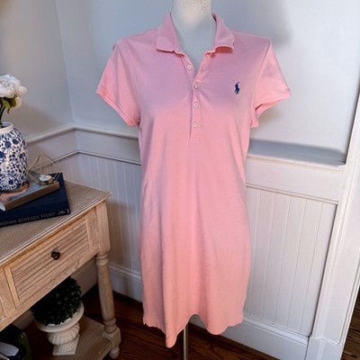 Ralph Lauren Sport Pink Cotton Pique Short Sleeve Polo Dress Womens Large L  | eBay