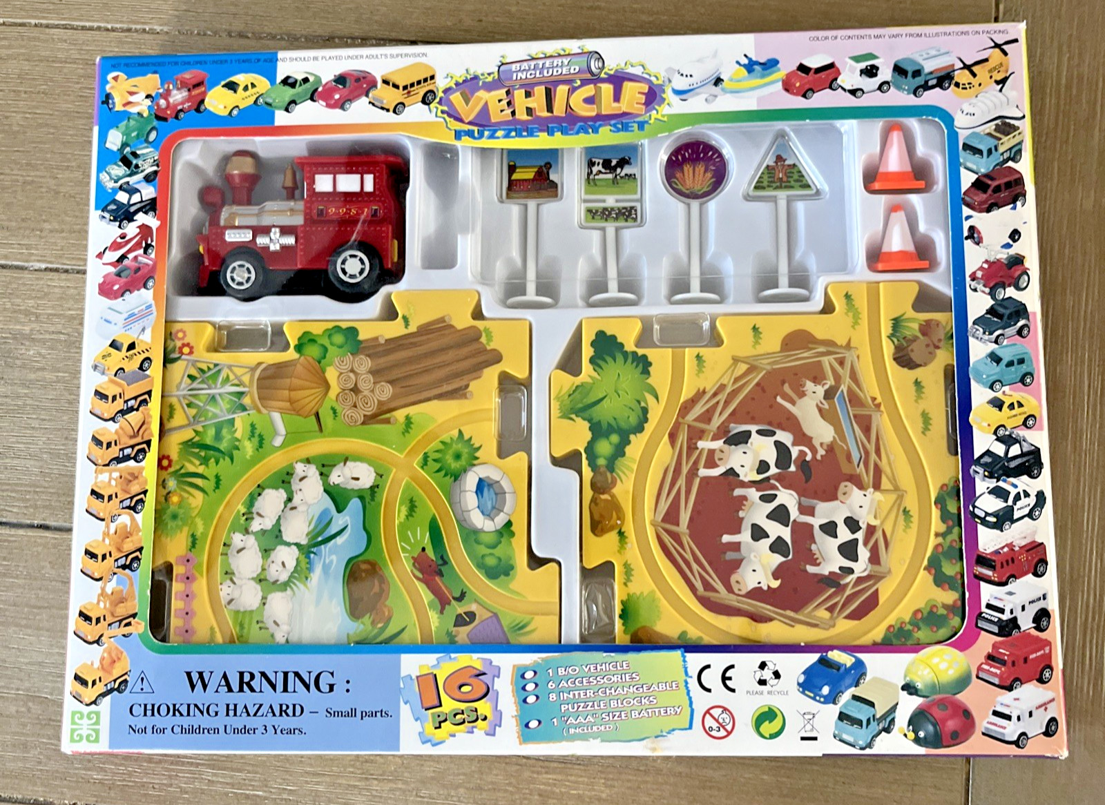 Vehicle Puzzle Play Set – 16 Piece Set! New in Box