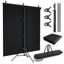 Lincostore Black Backdrop with Stand 5x6.7ft, Portable Black Photo Backdrop B...