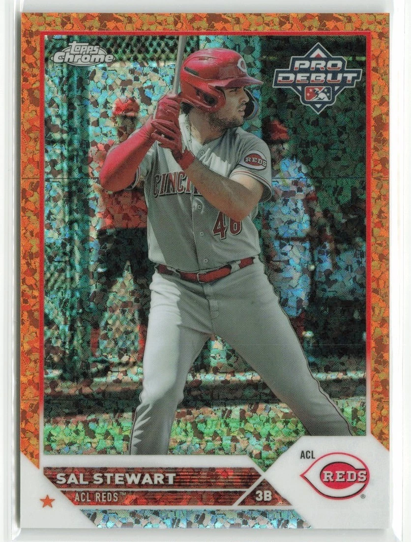 2023 Topps Pro Debut Chrome Sal Stewart #PDC-186 Orange Diamond /25 Reds
