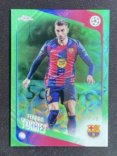 Ferran Torres 2025-26 Topps Chrome UCC Hongbao Green Scope Base /9 #138