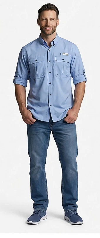 Magellan Outdoors Men's XL Aranas Pass Mini Check Long Sleeve Fishing Shirt NWT