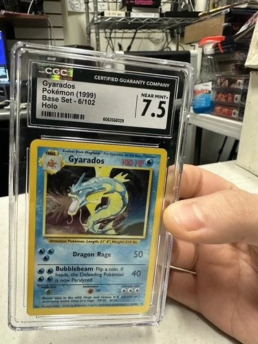 [CGC 7.5 NEAR MINT+] Gyarados 6/102 Base Set Unlimited Holo Rare Pokemon 1999