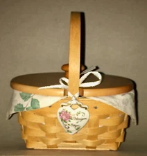 Longaberger 1999 Horizon Of Hope Basket Combo W/Lid, Liner & Tie On Charm
