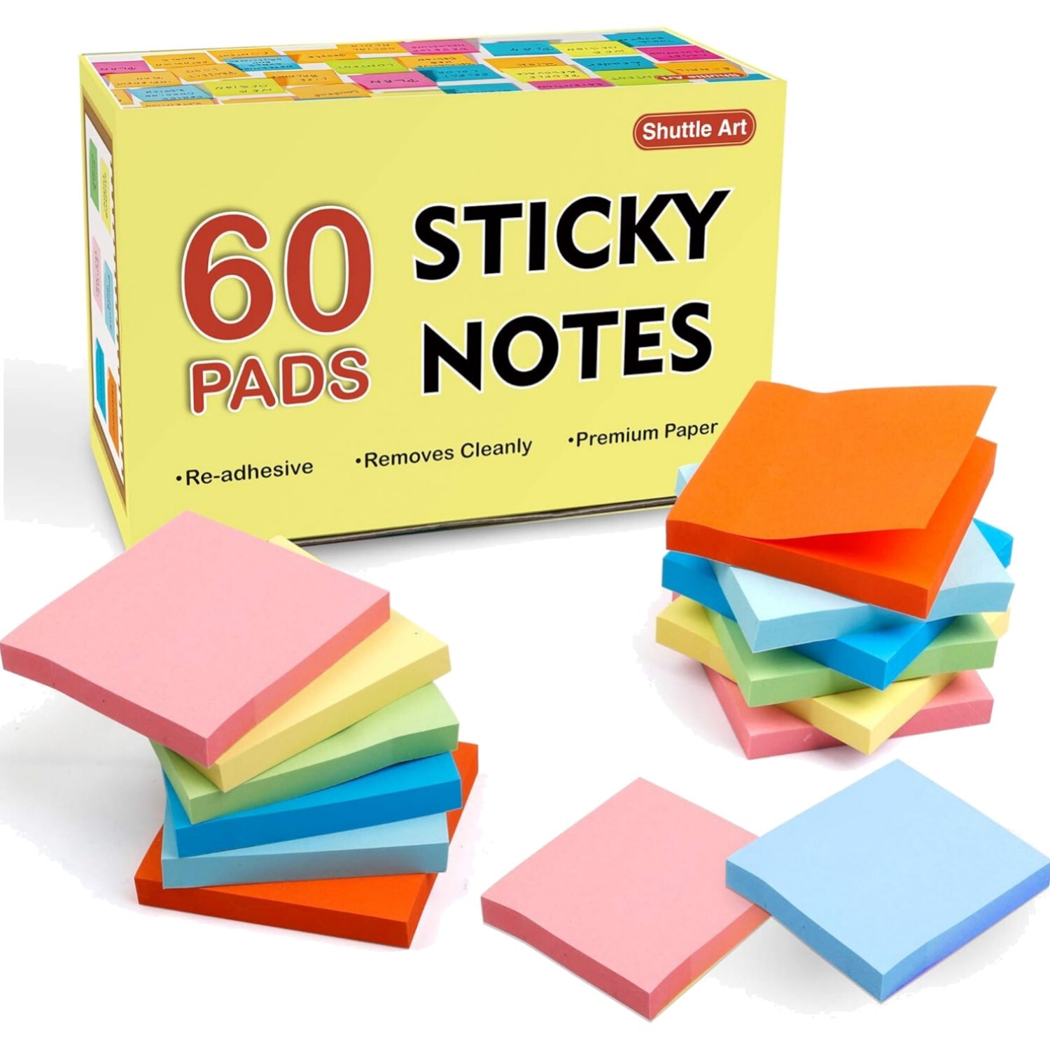 Sticky Notes - 60 Pads, 100 Sheets Each, 6 Vibrant Colors-image