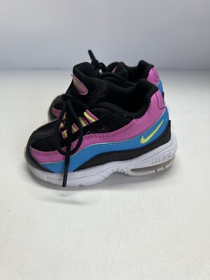 Nike Little Air Max 95 Le 310832-006 Girls Black Pink Blue Toddler TD SZ 5c 