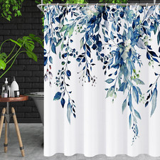 Blue Leaf Shower Curtain Watercolor Eucalyptus Shower Curtain Sets Botanical Sho