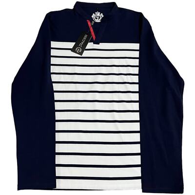 NWT Pacer Premium Navy and White Striped Long Sleeve Shirt, Size M (Measured)