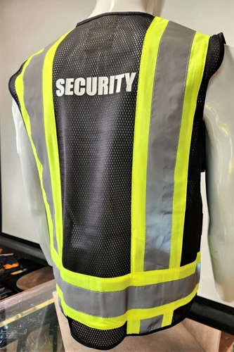 FX Two Tone High Visibility Reflective BLACK Security Safety Vest image 3
