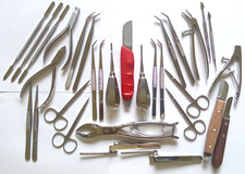 31 szt. Szczypce dentystyczne, pęsety, szpatułka cementowa, nóż do gips, nożyce dentystyczne, płatność