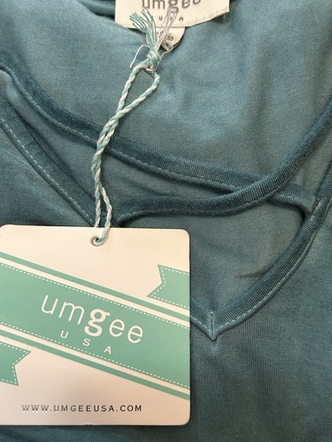 Umgee large Teal washed out short sleeve criss cross v-neck t-shirt dress Pocket - Picture 5 of 6